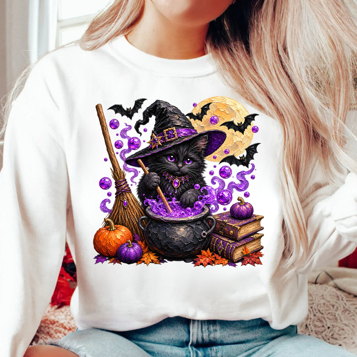 Witch Cat Halloween Sweatshirt